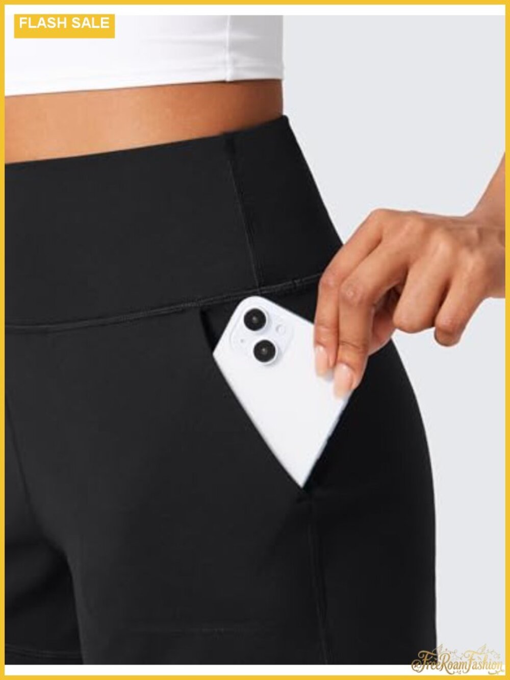 Women's High Rise Linerless Yoga Shorts 3" Hand Pockets Butterlift Fabric - Picture 2 of 4